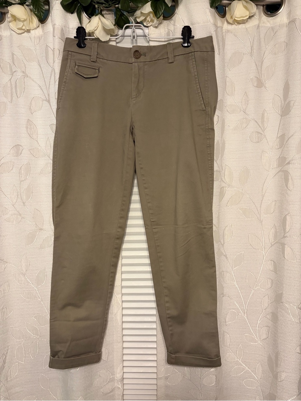 Banana Republic Gray/Olive Khaki Ankle Crop Chinos